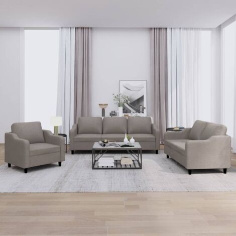 Ensemble de canapés 3 pcs avec coussins Taupe Tissu vidaXL (1/5)