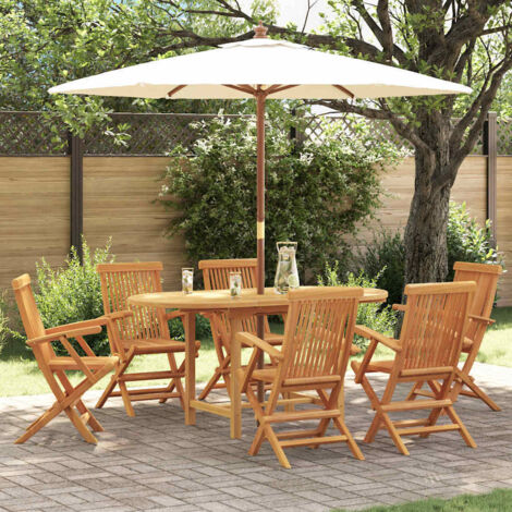 Ensemble de salle à manger pour jardin 7 pcs Marron vidaXL (1/5)