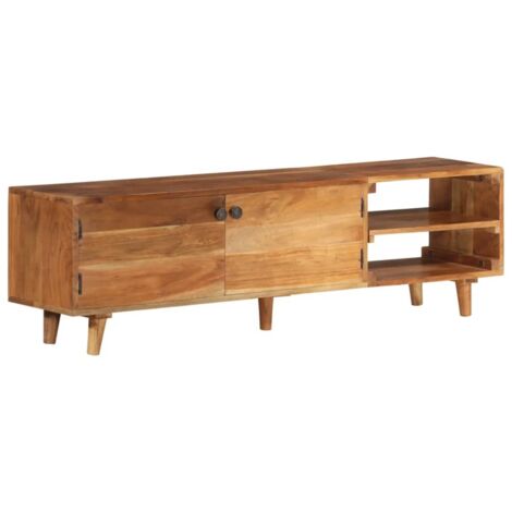 Meuble TV bois massif d'acacia avec finition miel 140x30x40 cm  vidaXL (1/5)