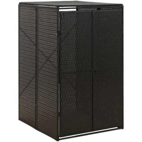 Vidaxl – Abri pour poubelle noir 70x80x117 cm – Résine tressée – Couvercle ouvrant et portes avec serrure – Accès facile