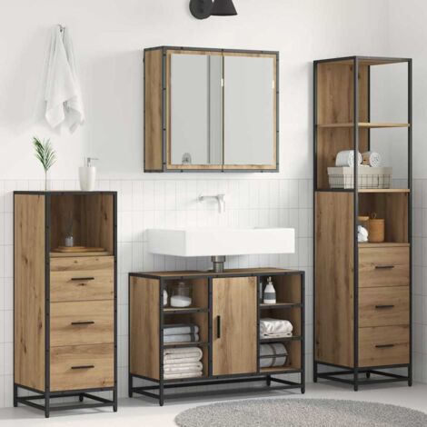 Ensemble de mobilier de salle de bain 3 pcs chêne artisanal vidaXL (1/5)