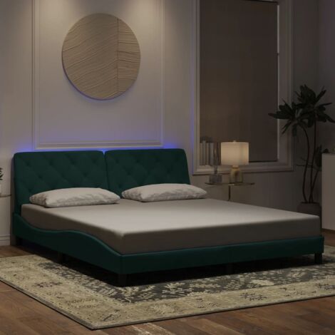 Cadre de lit avec LED sans matelas vert foncé 180x200 cm velours vidaXL (1/5)