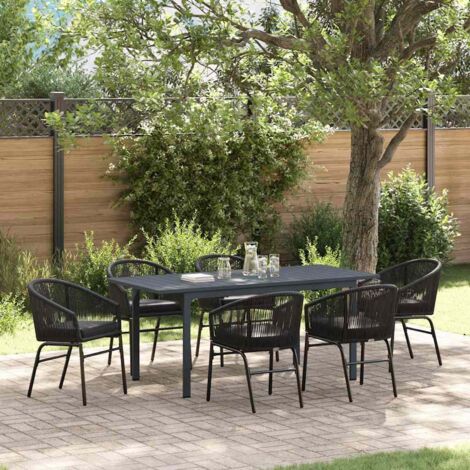 Ensemble de salle à manger pour jardin 7 pcs Noir Poly rotin vidaXL (1/5)