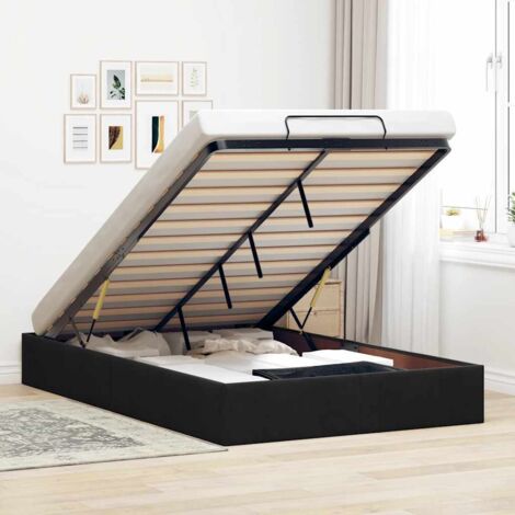 Cadre de lit ottoman sans matelas noir 120x190 cm velours vidaXL (1/5)