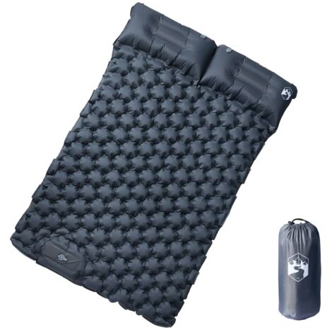 Matelas de camping autogonflant avec oreillers 2 personnes gris vidaXL