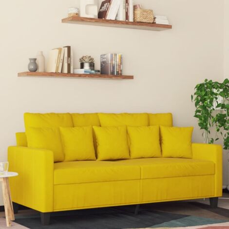 Canapé à 2 places Jaune 140 cm Velours vidaXL88372 (1/5)