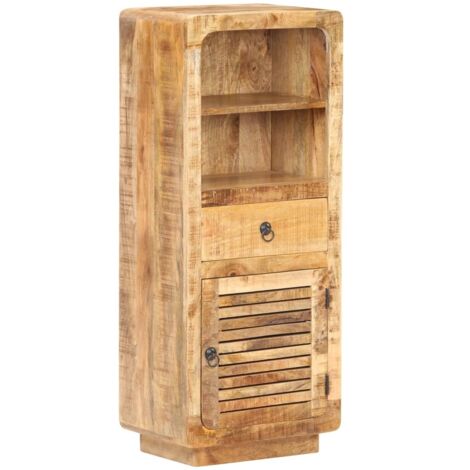 Vidaxl – Buffet en bois de manguier brut 45x32x110 cm – Finition naturelle – Armoire avec porte et tiroir – Style vintage (1/5)