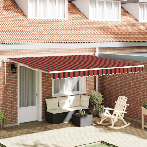 Auvent Rétractable Rayé Orange et marron 400 × 300 cm tissu vidaXL (1/5)