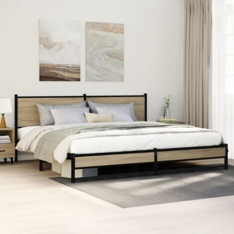 Cadre de lit en métal sans matelas chêne sonoma 200x200 cm vidaXL (1/5)