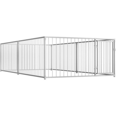 Vidaxl – Chenil d'extérieur pour chiens 200 x 400 x 100 cm – Acier robuste – Système de verrouillage à loquet – Ventilation optimale