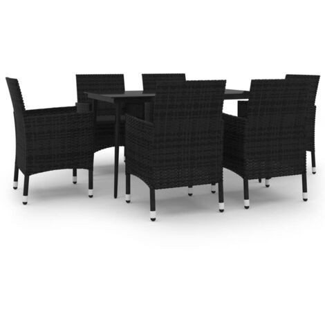 Ensemble à manger de jardin coussins 7 pcs Résine tressée Verre vidaXL (1/5)