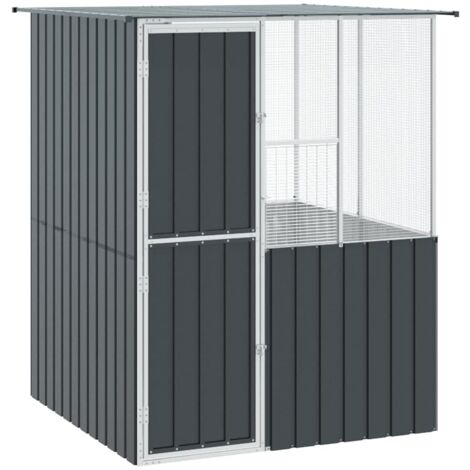 Vidaxl – Cage pour oiseaux extérieure 154 x 154 x 200 cm – Acier galvanisé durable – Espace spacieux pour vol – Design moderne anthracite