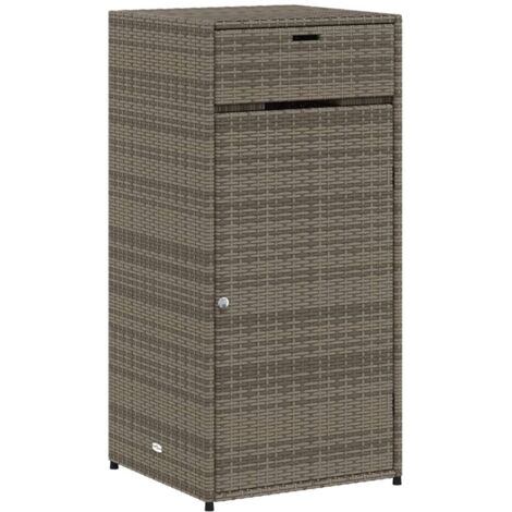 Vidaxl – Armoire de jardin gris 55x55x111 cm – Résine tressée – Cadre en acier enduit de poudre – Grand espace de rangement