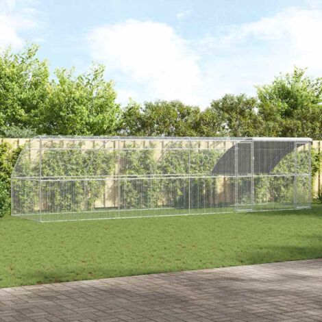 Vidaxl – Cage à poules argent 800 x 200 x 198,5 cm – Acier galvanisé résistant à la rouille – Design extérieur étanche – Habitat sécurisé pour volailles (1/5)