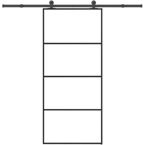 Porte coulissante avec kit de quincaillerie 90x205 cm Verre ESG vidaXL