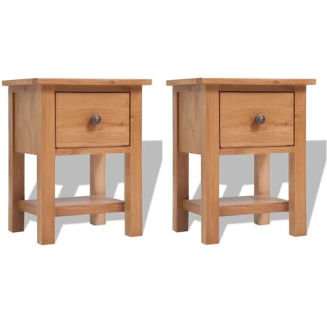 Tables de chevet 2 pcs 36x30x47 cm bois de chêne massif vidaXL (1/8)