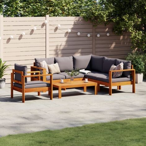 Vidaxl – Salon de jardin 5 pcs en bois d'acacia massif – Coussins épais amovibles – Conception modulaire pour extérieur – Capacité 110 kg par siège