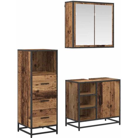 Ensemble de mobilier de salle de bain 3 pcs Bois Ancien vidaXL (1/5)