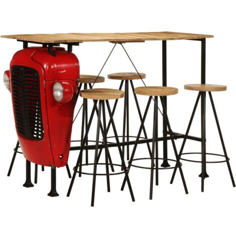 Ensemble de bar 7 pcs bois de manguier massif vidaXL (1/5)