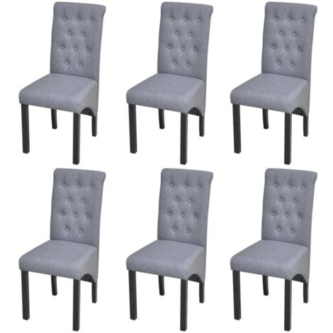 Chaises à manger lot de 6 gris clair tissu vidaXL (1/5)