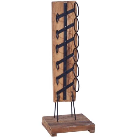 Vidaxl – Casier à bouteilles 6 bouteilles – Bois de teck massif – Dimensions 35x35x100 cm – Support autoportant pour cuisine et salon (1/5)