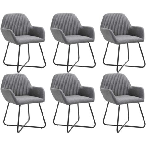 Chaises à manger lot de 6 gris foncé tissu vidaXL (1/5)