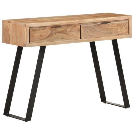 Table console 100x35x76 cm Bois d'acacia avec bord naturel vidaXL (1/5)
