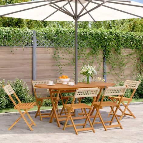 Chaises de jardin pliantes lot de 6 beige rotin et bois massif vidaXL