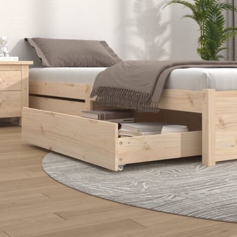 Vidaxl – Tiroirs de lit 2 pcs en bois de pin massif – Dimensions 95 x 93 x 18 cm – Roulettes intégrées pour glissement facile