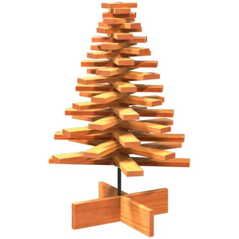 vidaXL Wooden Christmas Tree for Decoration Wax Brown 80 cm Solid Wood Pine (1/5)