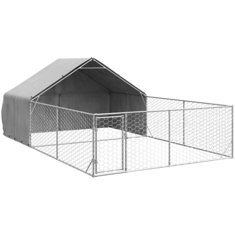 Vidaxl – Niche extérieure pour chien enclos 6x3x1,9 m – Acier galvanisé résistant aux intempéries – Accès sécurisé avec porte verrouillable