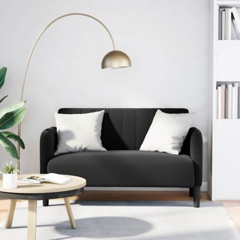 Vidaxl – Canapé convertible 2 places noir 109 cm – Velours doux – Assise mousse et ressorts – Cadre robuste en contreplaqué (1/5)