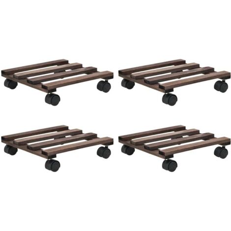 Vidaxl – Support roulant à plantes en bois de cèdre 4 pcs 25 x 25 cm – Roulettes pivotantes 360° – Capacité 3 kg – Pour usage prolongé