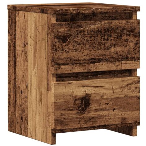 Vidaxl – Table de chevet vieux bois 30x30x40 cm – Bois d'ingénierie résistant à l'humidité – 2 tiroirs pour rangement optimisé