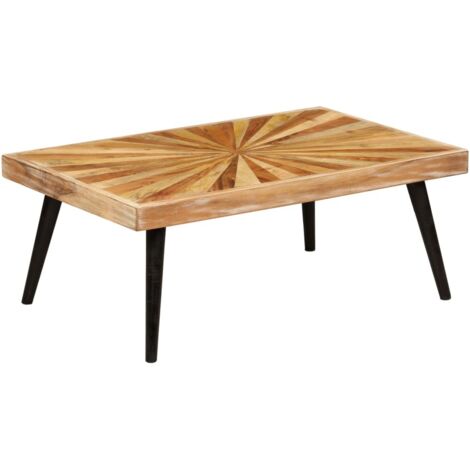 Vidaxl – Table basse fixe en bois de manguier massif 90x55x36 cm – Plateau poli et laqué – Assemblage facile – Style rustique (1/6)