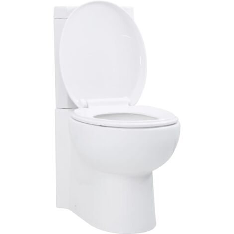 Vidaxl – Toilette d'angle en céramique blanche – Mécanisme de fermeture en douceur – Double chasse d'eau 3/6L – Dimensions 37x68x79cm