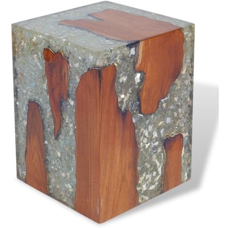Tabouret Bois de teck massif et résine vidaXL (1/5)