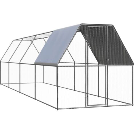 Poulailler d'extérieur 2x8x2 m Acier galvanisé vidaXL