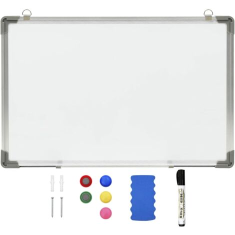 Vidaxl – Tableau blanc magnétique 60x40 cm – Acier laqué – Montage mural facile – Surface effaçable à sec – Inclus : marqueur et gomme