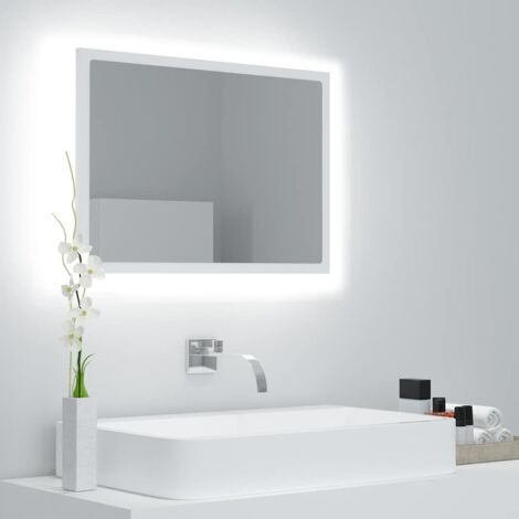 Miroir à LED de salle de bain Blanc 60x8,5x37 cm Acrylique vidaXL (1/7)