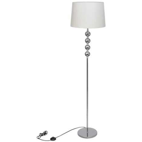 Vidaxl – Lampadaire décoratif haut 4 boules blanc – Tube en chrome – Abat-jour polyester 380mm – Interrupteur marche/arrêt – Compatible ampoule E27