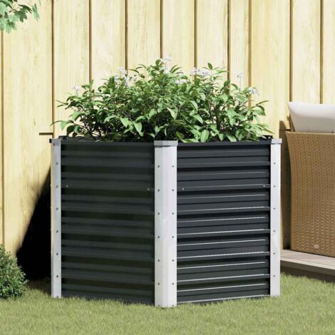 Vidaxl – Lit surélevé de jardin anthracite 129x129x77 cm – Acier galvanisé résistant aux intempéries – Fond ouvert pour plantation facile