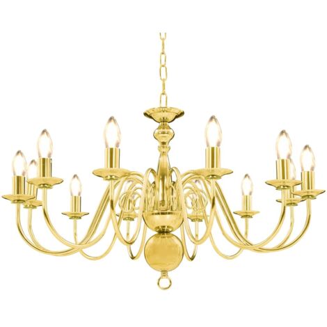 Vidaxl – Lustre doré 12 ampoules E14 – Dimensions 80 x 45 cm – Métal – Tension 230V – Pour ampoules LED ou filament vintage