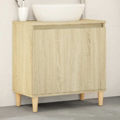 Vidaxl – Meuble sous vasque simple chêne sonoma 58x33x60 cm – Bois d'ingénierie résistant à l'humidité – Grand espace de rangement – Portes pratiques
