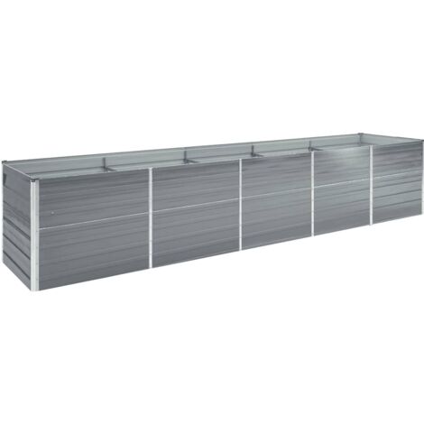 Vidaxl – Lit surélevé de jardin en acier galvanisé 400x80x45 cm – Fond ouvert pour drainage – Résistant aux intempéries – Couleur gris