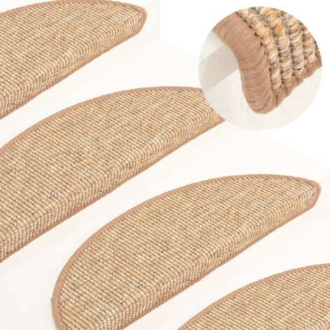 Vidaxl – Tapis d'escalier 15 pièces marron clair – Dimensions 56 x 17 cm – Tissu antidérapant et insonorisant – Avec bandes adhésives