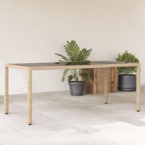 Table de jardin avec dessus en verre beige résine tressée vidaXL (1/5)