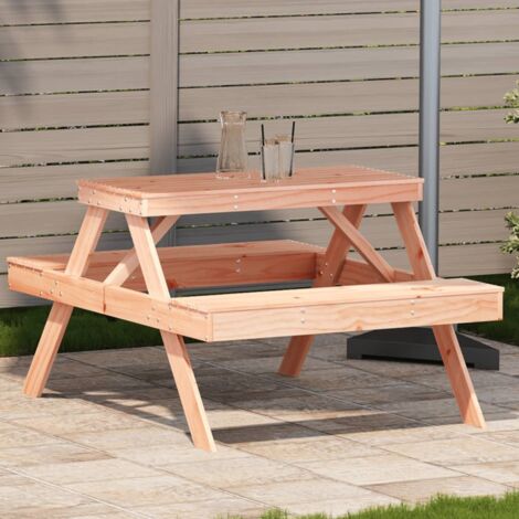 Vidaxl – Table de pique-nique en bois massif de douglas 105x134x75 cm – Conception à lattes pour évacuation d'eau – 4 places – Poids max 110 kg