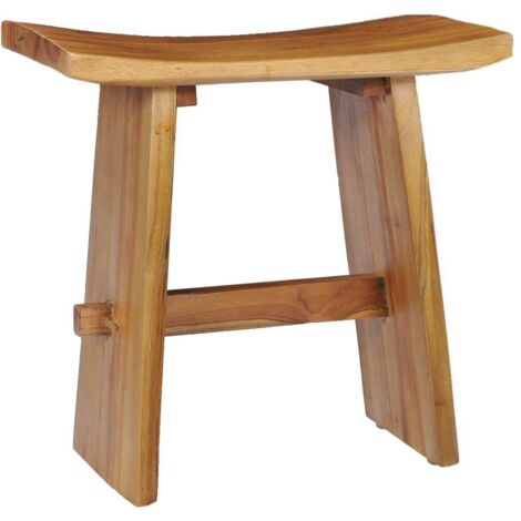 Vidaxl – Tabouret en bois de teck massif 50x30x50 cm – Hauteur 47,5 cm – Fait main – Poids max 110 kg – Unique par ses grains