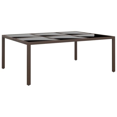 vidaXL Garden Table with Glass Top Brown 200x150x75 cm Rattan (1/5)